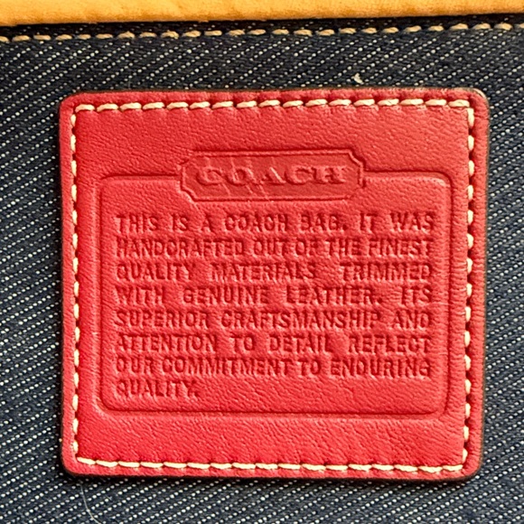 Coach Blue Denim Wristlet with Red Patch - Picture 2 of 6